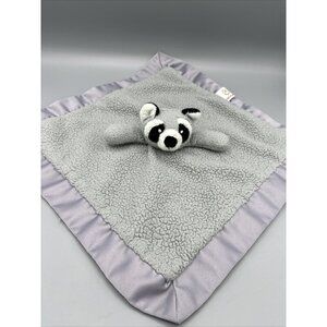 Apricot Lamb Grey Raccoon Lovey Security Blanket Sherpa Plush Satin Trim